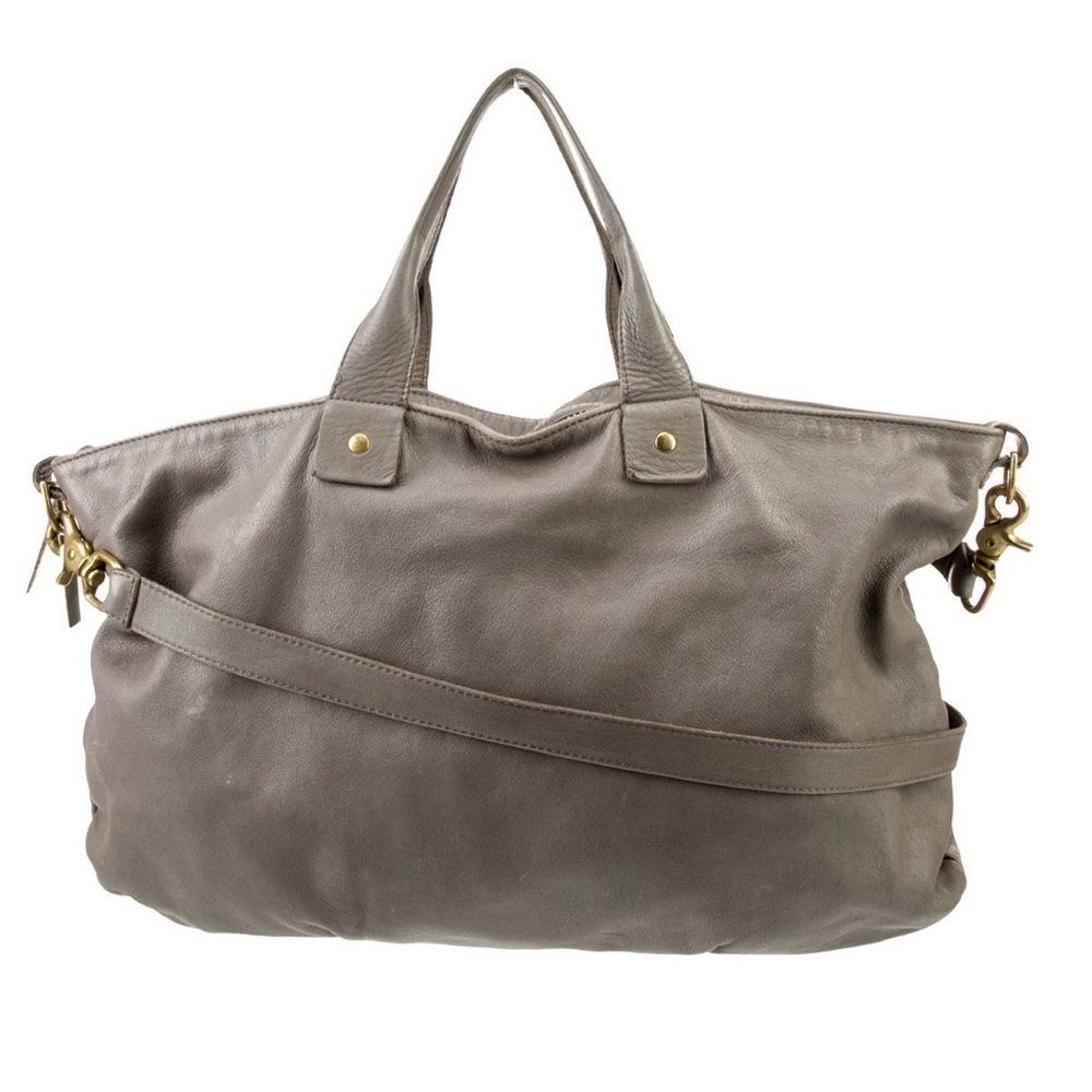 ✨CLARE V Messenger Bag Grey Leather Shoulder Bag with Slouchy Design